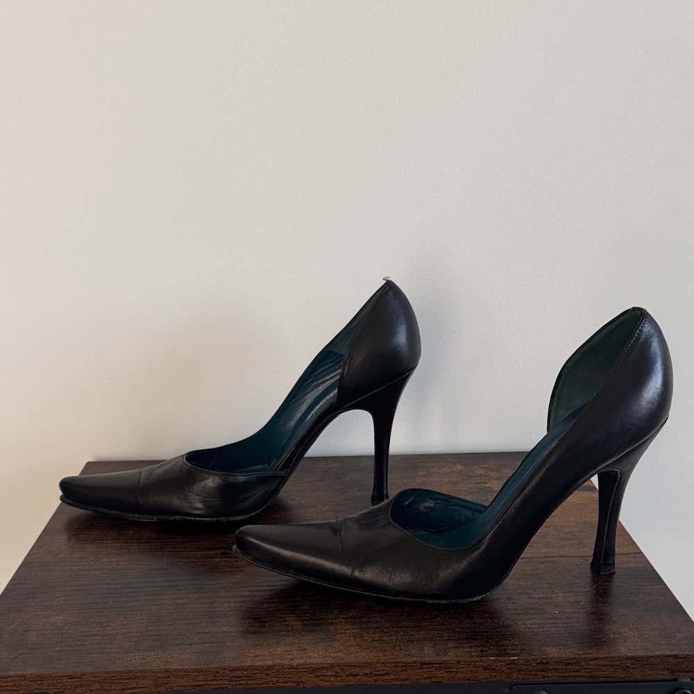 Charles David Black Leather Pointed-Toe Stiletto Pumps - Picture 3 of 8